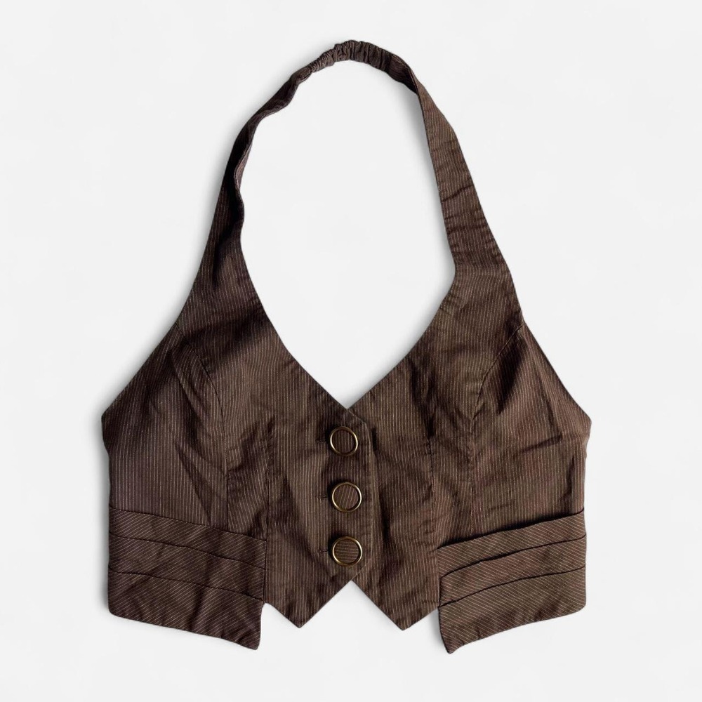 Y2K XOXO Brown Halter Top